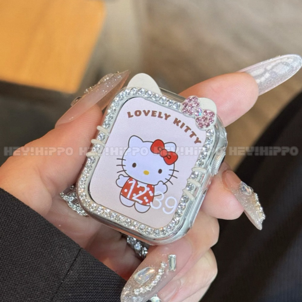 เคสป้องกันป้องกันการตก KT cat เหมาะสําหรับ iwatch49/46/45/44/42/41/40/38mm สว่านแถวเดียวเหมาะสําหรับนาฬิกาอัจฉริยะ 10/9/8/7/6/5/6/5/4/3/2/1