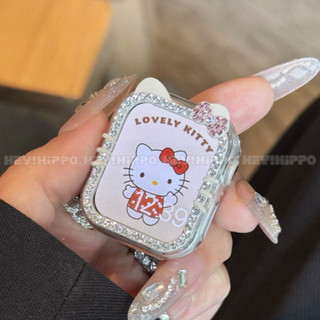 เคสป้องกันป้องกันการตก KT cat เหมาะสําหรับ iwatch49/46/45/44/42/41/40/38mm สว่านแถวเดียวเหมาะสําหรับนาฬิกาอัจฉริยะ 10/9/8/7/6/5/6/5/4/3/2/1