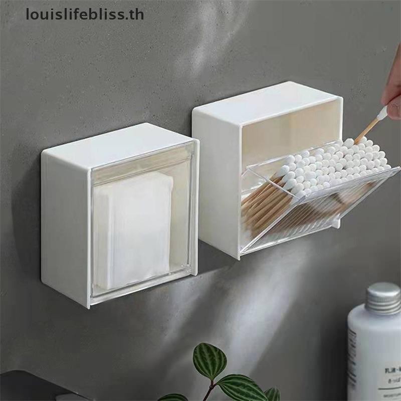 Louislifebliss ติดผนังผ้าฝ้าย Pad กล่องเก็บฝุ่นห้องน้ําสําหรับสําลีแต่งหน้ากาวผู้ถือเครื่องประดับกล่องใหม่