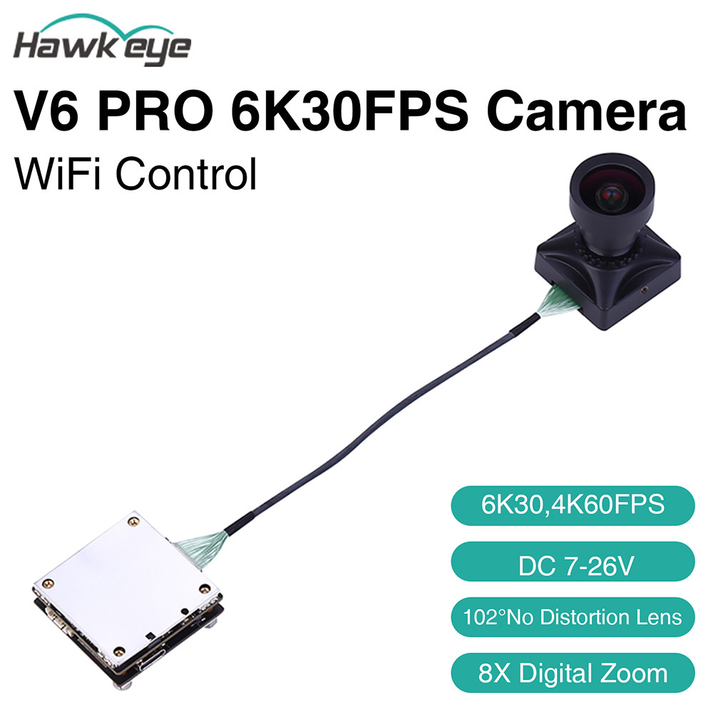 Hawkeye V6 PRO 6K กล้อง 1 "20MP กล้อง WiFi ควบคุม DC 7-26V 8X ซูมดิจิตอล