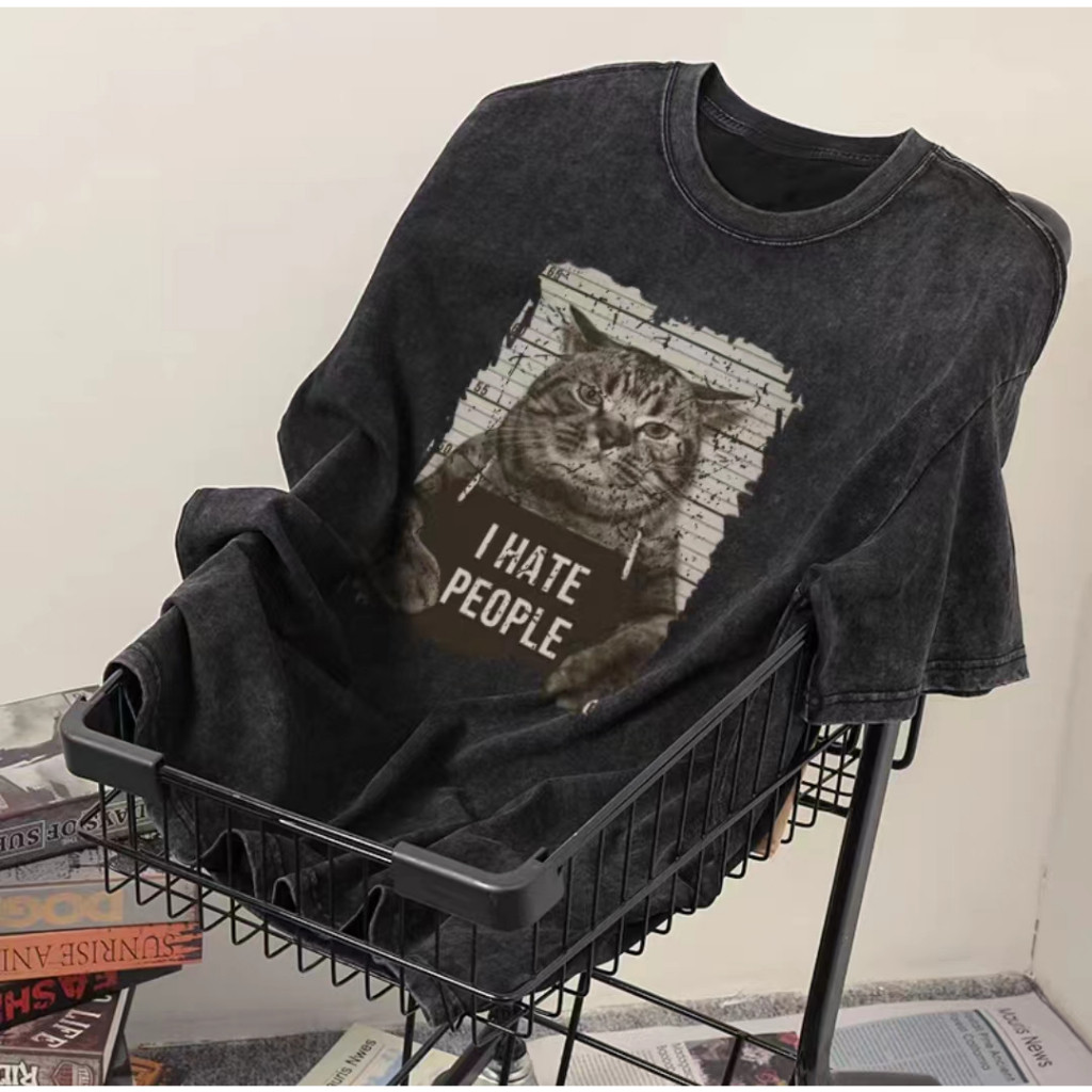 T42.SHOP🌸 เสื้อสีฟอก เสื้อยืดเย็นเ สื้อยืด oversize รูปแบบถนน โคตรนุ่ม ผ้าคอตตอน ลาย 