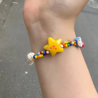 สร้อยข้อมือดาวสายรุ้งฤดูร้อนหญิงน่ารักลูกปัด Dopamine สร้อยข้อมือสดขนาดเล็กหวาน Ins เทรนด์