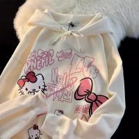 เสื้อฮู้ดแขนยาวผู้หญิง ลาย HelloKitty สไตล์อเมริกันเรโทรคอลเ…
