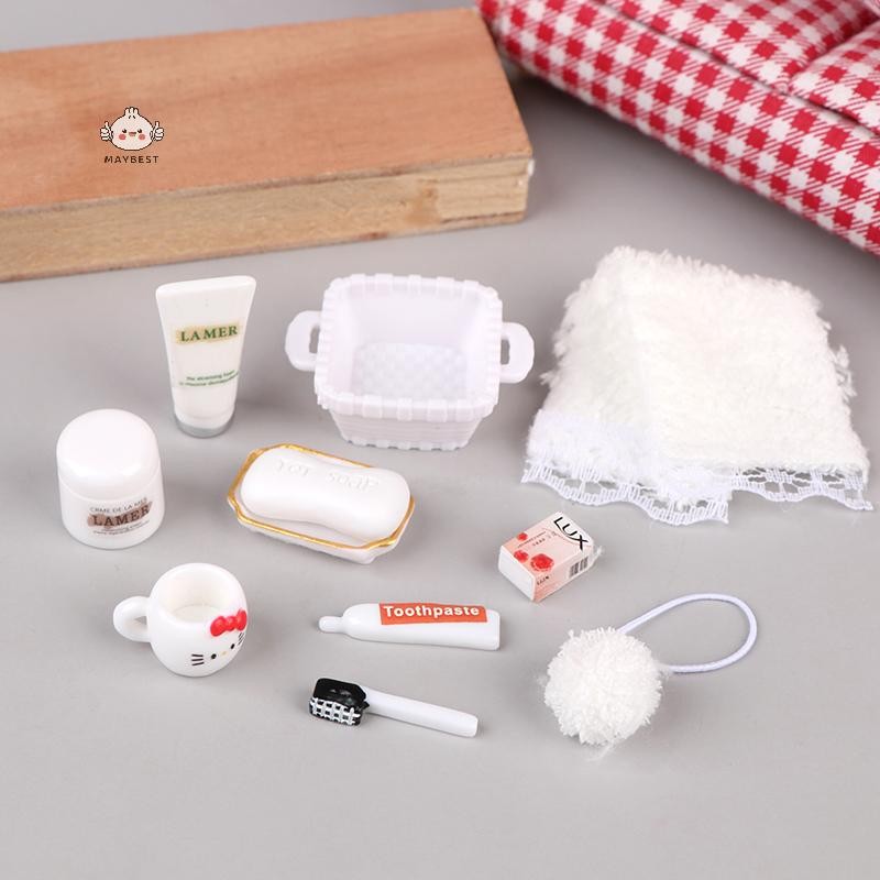 {maybest} 1/12 Dollhouse Mini Simulation KT Cat Toiletries Cosmetics Kit Dollhouse Bathroom Decor Mi