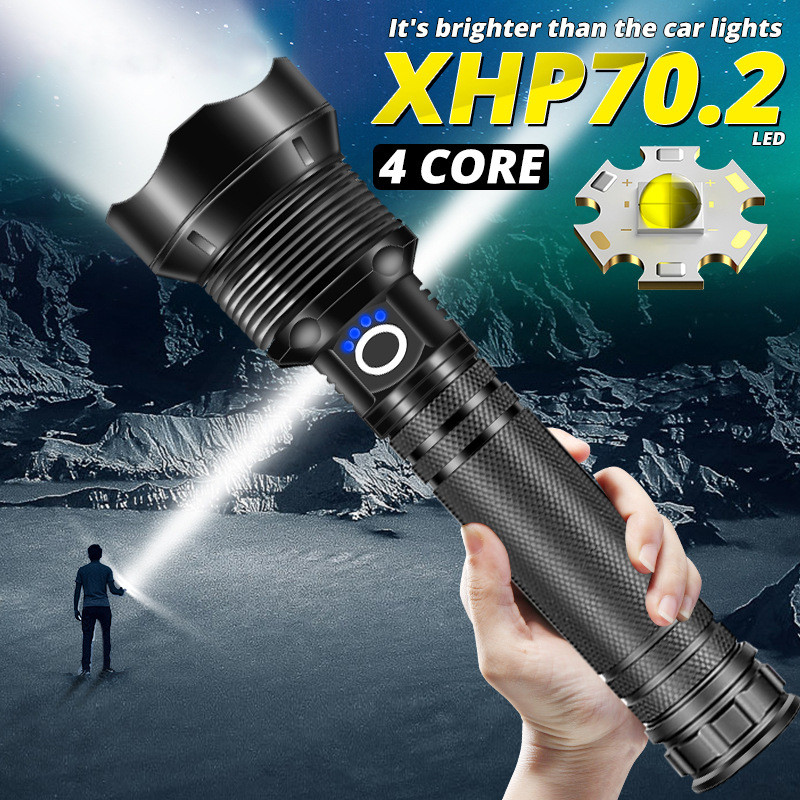 Super Bright Xhp70.2 Xhp50 ไฟฉาย USB ชาร์จซูมไฟฉาย LED สําหรับ Camping กลางแจ้ง