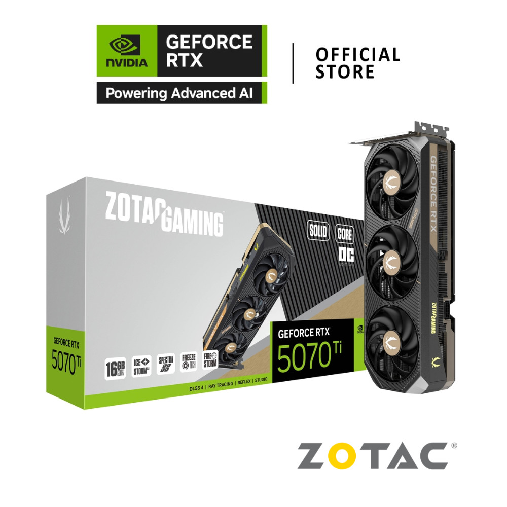 ZOTAC GAMING GeForce RTX 5070 Ti SOLID CORE 16GB OC VGA Card การ์ดจอ
