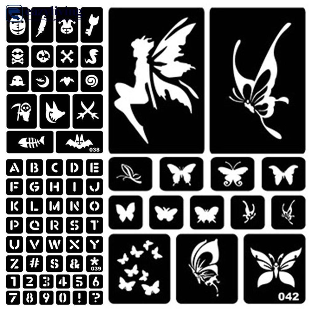 EAZYLIVING 40 รูปแบบ Hollow Henna Tattoo Stencil Template ใหม่ Body Hand Art วางวาดชั่วคราว Tattoo T