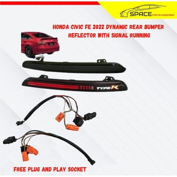 Honda Civic FE 2022-2025 Reflector ด้านหลังกันชน LED Daylight DRL วิ่งสัญญาณไฟเบรค