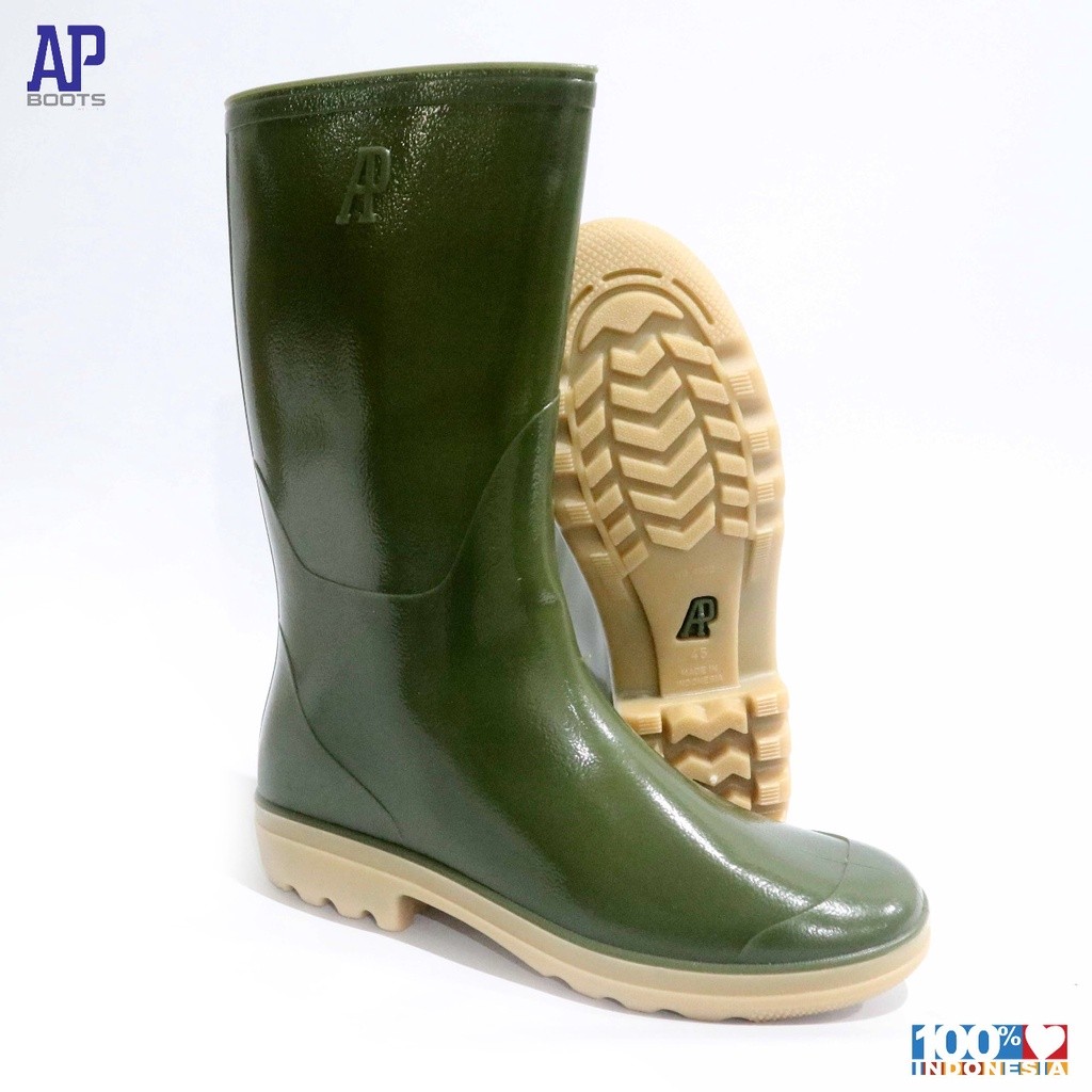 [PREMIUM ORIGINAL] AP 9303 GREEN 44-45 BIG SIZE - รองเท้าบูทยาง SAFETY - AP BOOTS