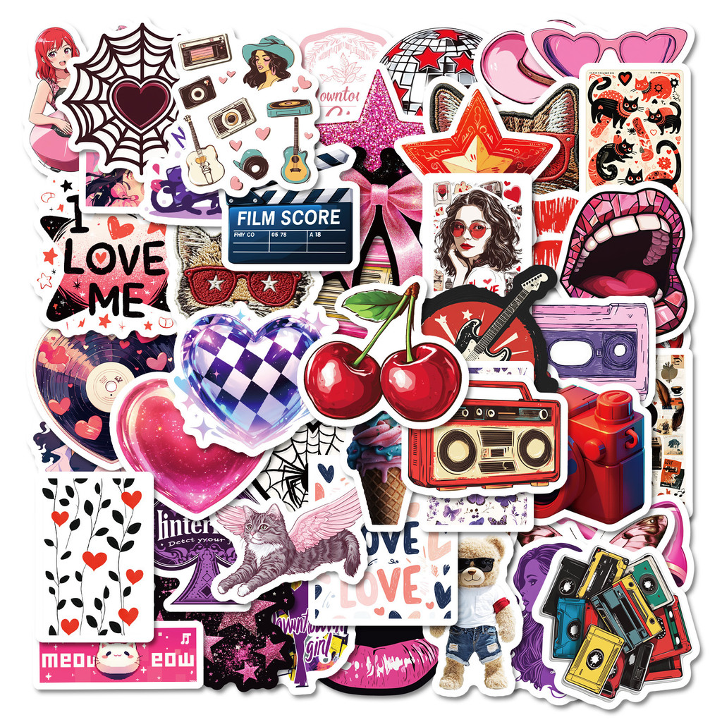 ❉ สติ๊กเกอร์ Pink Downtown Y2K Girls Series 01 ❉ 50 ชิ้น/เซ็ต DIY แฟชั่นสติ๊กเกอร์ Doodle กันน้ํา