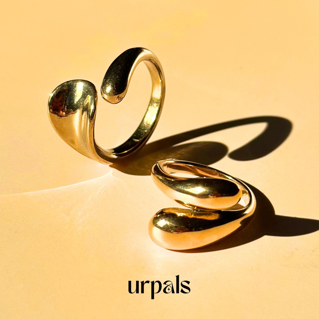 URPALS แหวน Stainless ชุบทอง18K งานเรียบหรู ดีไซน์เก๋ ใส่ได้ทุกวัน ( ฟรีไซส์ )