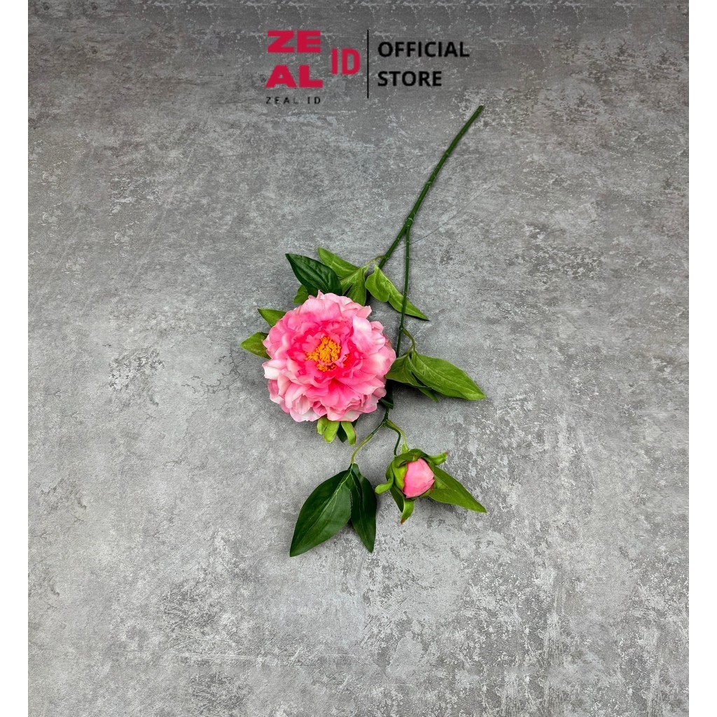 ZEAL-ID - C59 ONI - ONI (x2) ผ้าไหมผ้า Peony ดอกไม้ 68 ซม. ARTIFICIAL FLOWERS ROOM DECORATION HOME O