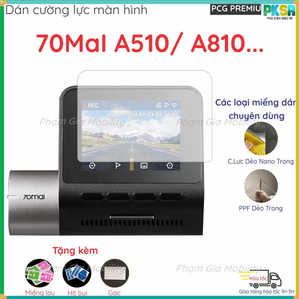 [Combo 2 ชิ้น] 70MaI 70 Mai A510/ A810 dash cam ฟิล์มกันรอยหน้าจอ... anti-break nano ยืดหยุ่น ป้องกั