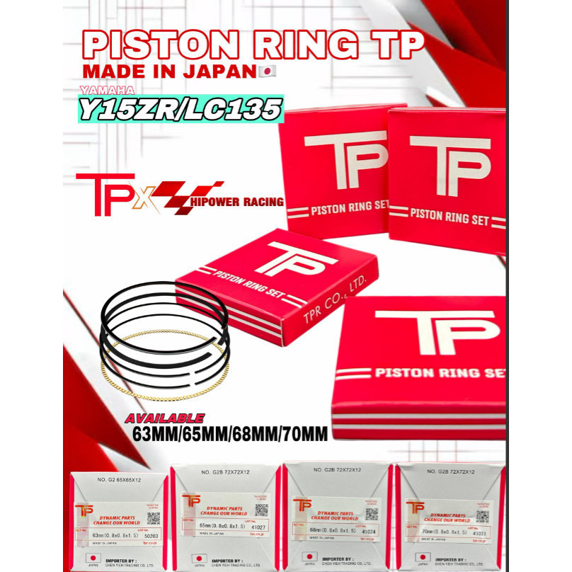 LC135 Y15 Y16 NVX NMAX RS150 RSX150 TP RACING * TP PISTON RING SET 63MM 65MM 68MM 70MM