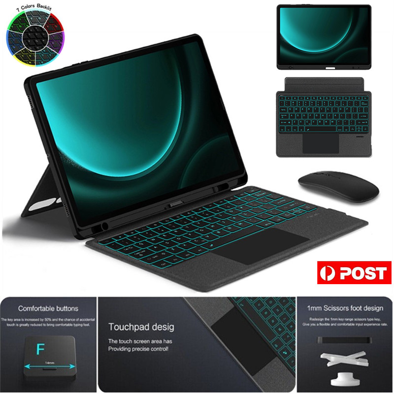 สําหรับ Samsung Galaxy Tab S9 + S9 FE + 12.4 นิ้ว SM-X810 SM-X816B SM-X610 X616B Wilress คีย์บอร์ดบล