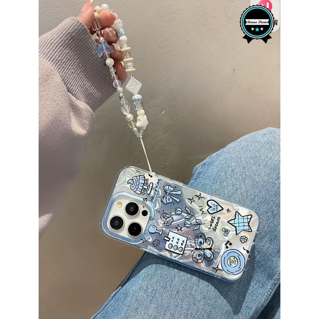 SS913 ใหม่! Blue Aesthetic โลหะเงิน Waterry Textured Ripple กรณี Gradient Hardcase/กรณี Hp สําหรับ V