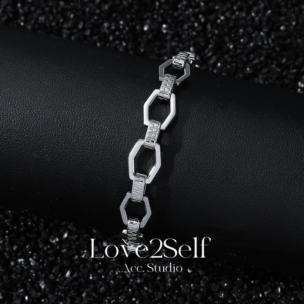 Love2self S103 เรขาคณิตสไตล์Unisexสร้อยข้อมือHip Hop Coolอุปกรณ์เสริมผู้ชายสร้อยข้อมือสแตนเลสNon Tarnish Non Faded