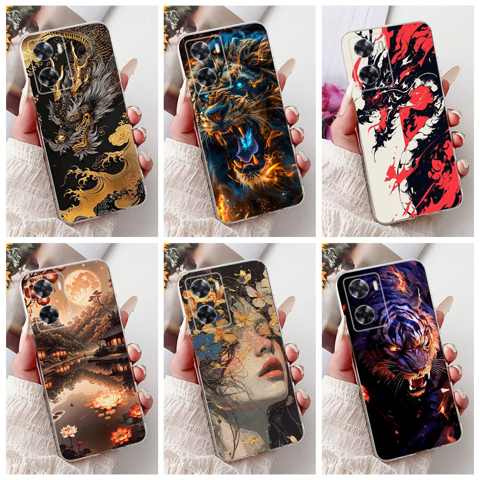 สําหรับ OPPO A57 4G 2022 A57e A57s A77 A77s CPH2387 กรณีใหม่ Cool Dragon ภาพวาดซิลิโคนนุ่ม TPU เคสโทรศัพท์