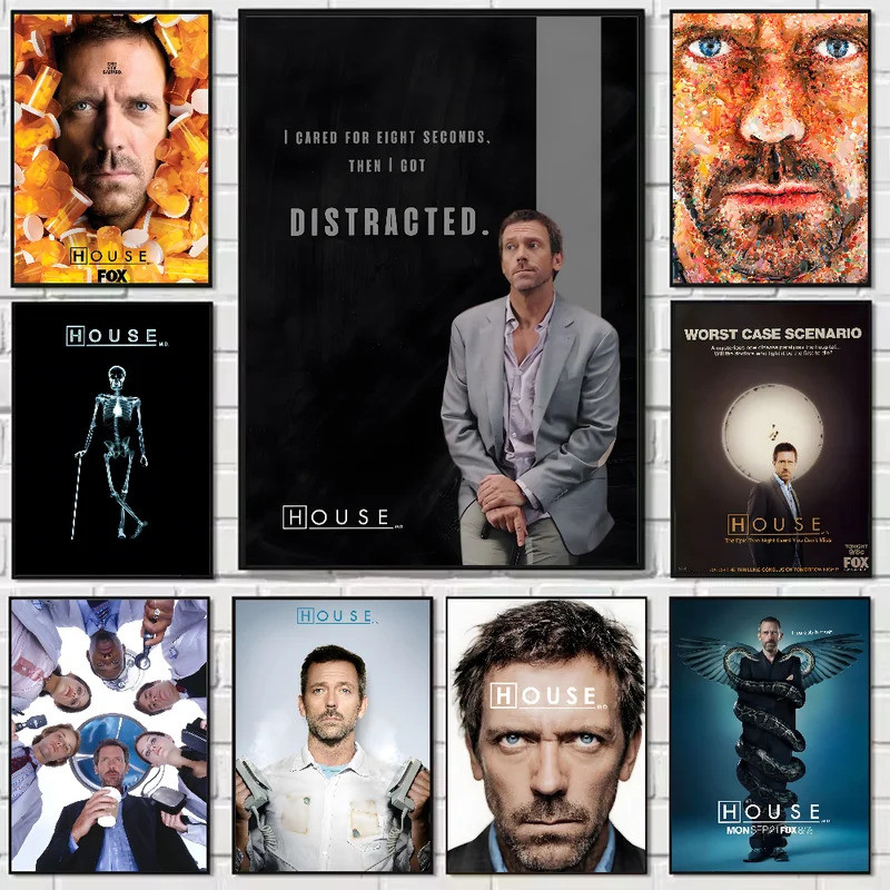 House MD TV Classic Retro โปสเตอร์ห้องนั่งเล่นห้องนอนบาร์ความงามตกแต่ง