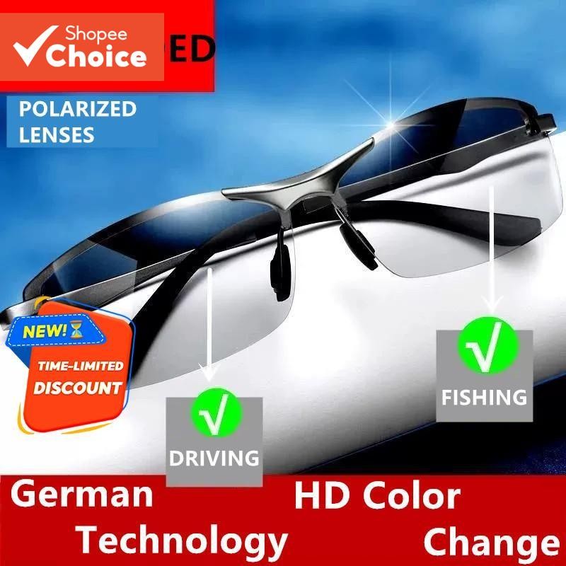 แว่นกันแดดโพลาไรซ์กลางวันและกลางคืน - UV400 Photochromic Driving/แว่นตาตกปลาสําหรับผู้ชาย