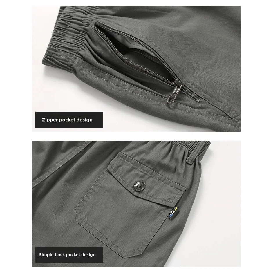 JEEP SPIRIT กางเกงขาสั้นคาร์โก้กระเป๋าซิปผู้ชาย ทรงหลวมฤดูร้อน ผ้าระบายอากาศ ขนาด L-5XL - รูปที่ 5