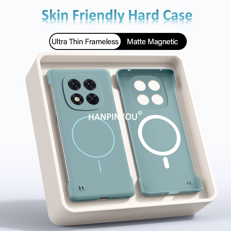 หรูหรา Ultrathin Liquid Frameless Hard Case สําหรับ Xiaomi Redmi หมายเหตุ 15 14 Pro Plus Note14 ผิวเคลือบแม่เหล็กชาร์จไร้สายกันกระแทก Shell