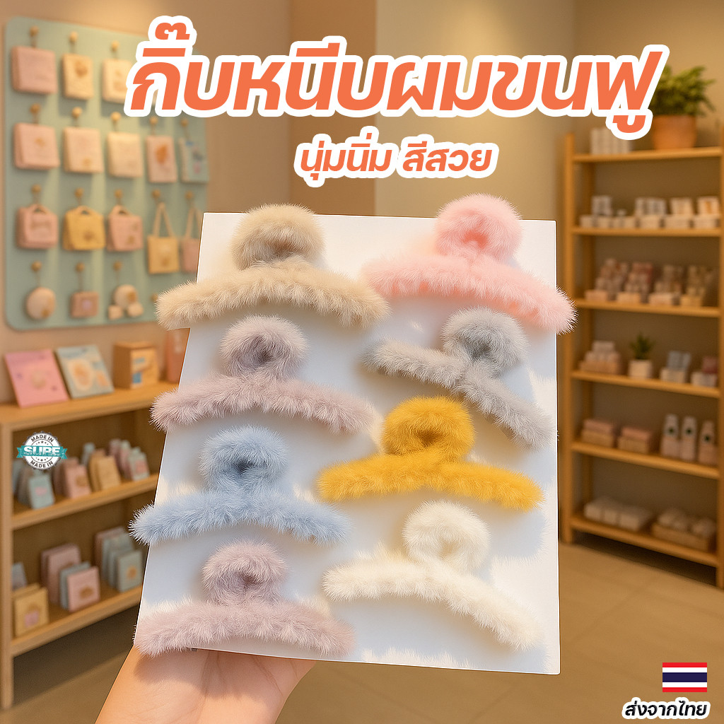 กิ๊บหนีบผมขนฟูเกาหลี สีพาสเทลหวาน น่ารักเรียบหรู เหมาะกับทุกลุคสาวสายเกา