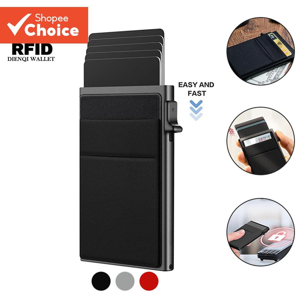 RFID Minimalist Mens Wallet - ช่องใส่การ์ดป๊อปอัพอัตโนมัติ, คลิปเงิน, ของขวัญน้ําหนักเบาและพกพา