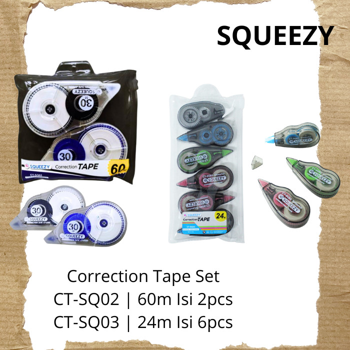 เทปลบคําผิด / ชุดเทปลบคําผิด Squeezy 24m & 60m CT-SQ02 SQ03