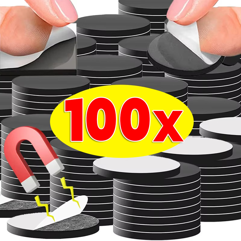 100ชิ้นสแควร์รอบแม่เหล็กกาวตนเอง-ยืดหยุ่นยางแม่เหล็กสําหรับไวท์บอร์ด/ตู้เย็น/สํานักงาน