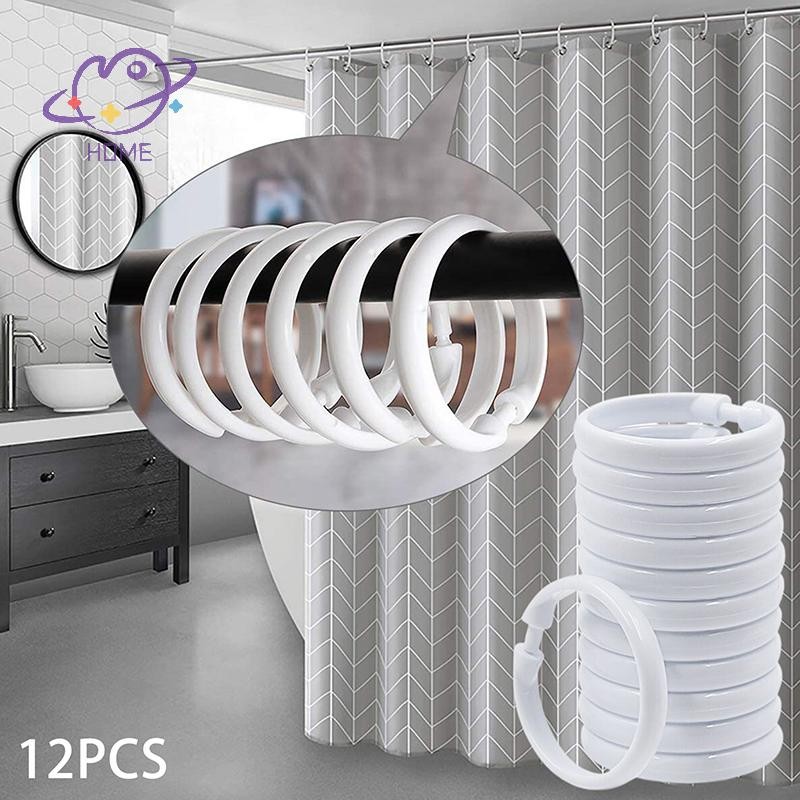 [mayhome] 12 ชิ้นเปิดแหวนผ้าม่านแหวนรอบแหวนม่านอาบน้ําคลิปสําหรับผ้าม่านและราวม่าน {TH}