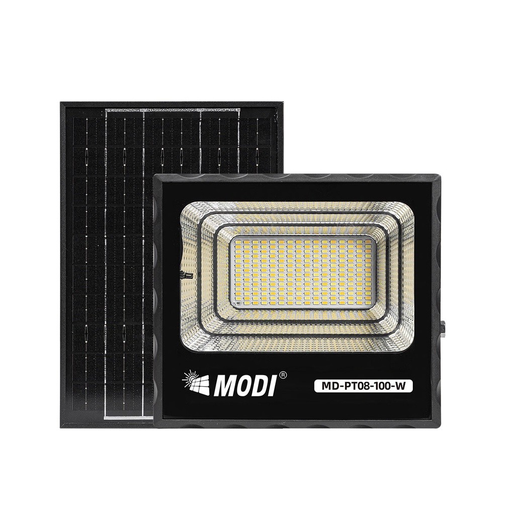 สว่างจริง MODI ไฟสปอตไลท์โซล่าเซลล์ 100W(1000lm) เปิดได้3 แสง solar light Solar Cell ใช้พลังงานแสงอา