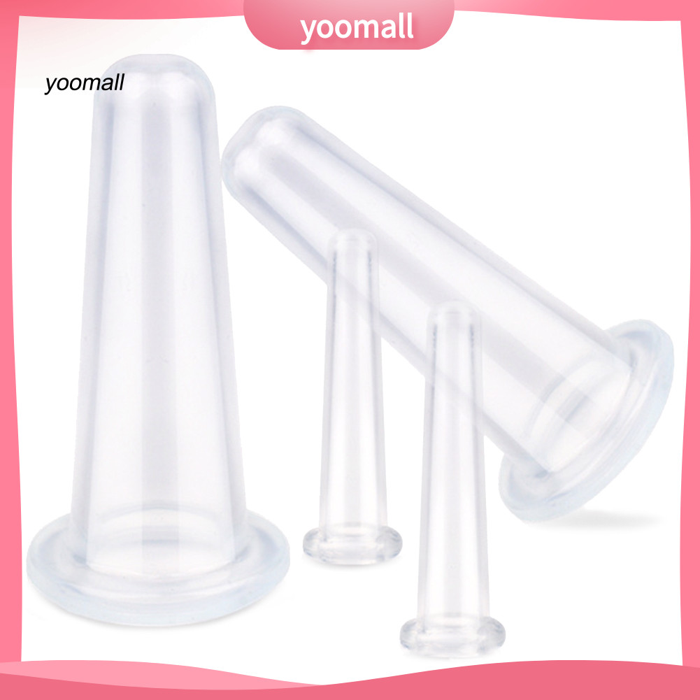 {YO} 4 ชิ้นป้องกันเซลลูไลท์เจลซิลิโคนธรรมชาติถ้วยนวดหน้า Body Face Therapy