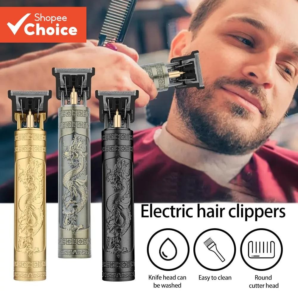 Vintage T9 ไฟฟ้าตัดผมเครื่อง Clipper ผม Professional Men เครื่องโกนหนวดชาร์จตัดผม Trimmer สําหรับชาย Dragon Buddha