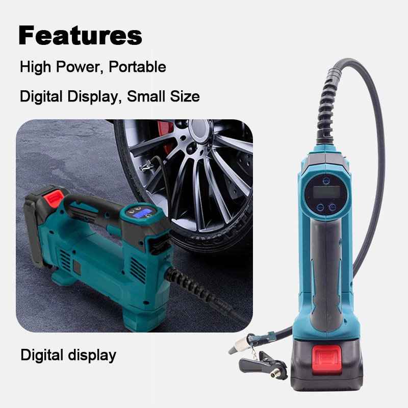 Makita DMP100 ปั๊มลมไร้สายแบตเตอรี่ลิเธียมแบบชาร์จไฟได้ยางรถยนต์เครื่องเติมลมไฟฟ้าแบบพกพาขนาดเล็กสําหรับยางรถยนต์ thumbnail 5
