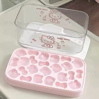กด HelloKitty ถาดน้ําแข็งแม่พิมพ์ทําซิลิโคนเกรดอาหาร Ice Cube กล่องเก็บน้ําแข็ง ไอศกรีมโฮมเมด Jelly Household