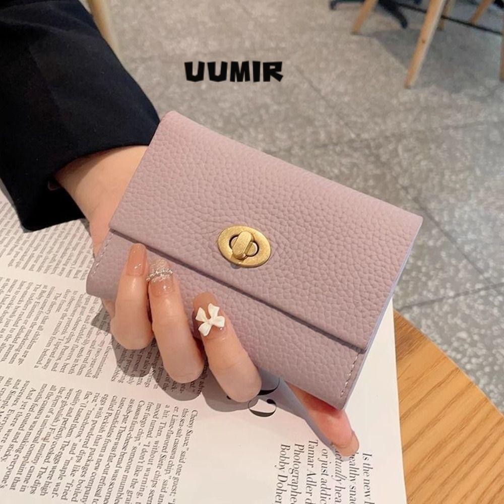 UUMIR บัตรเครดิต Holoder, INS สไตล์ Retro กระเป๋าเงินเหรียญสั้น, High-end PU หนัง 2 พับกระเป๋าสตางค์สําหรับนักเรียนหญิงของขวัญ