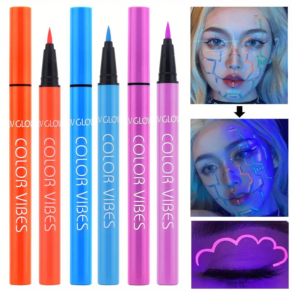 8 สี UV Glow Neon Liquid Eyeliner Matte กันน้ํา Smudge-Proof Eye แต่งหน้าปากกา High Pigmentation สําหรับ Vibrant ดู