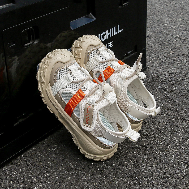 เด็กชายรองเท้าแตะกีฬาด้านล่างนุ่มลื่นเด็กรองเท้าแตะลําลองอากาศตาข่ายระบายอากาศเด็กฤดูร้อนรองเท้าชายหาดขนาด26-37