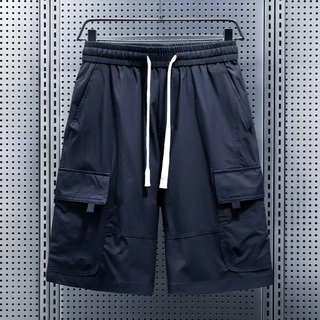 (M-5XL) กางเกงขาสั้นลำลอง กางเกงเอวยืด กางเกงขาสั้นแฟชั่นไซส์ใหญ่ สีทึบ มี 3 สีให้เลือก