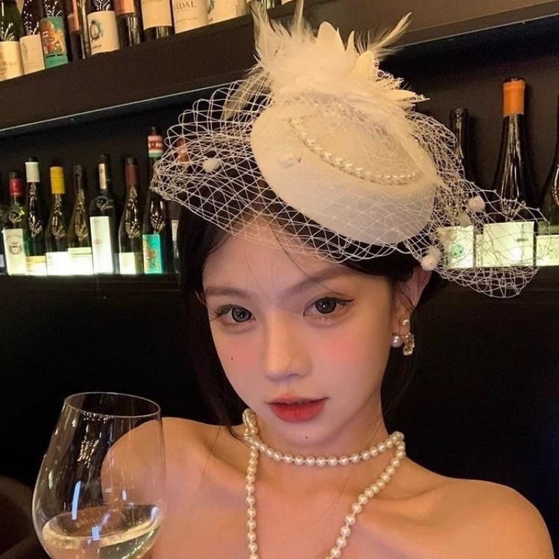 กิ๊บหมวกตาข่าย เครื่องประดับผม หมวกสไตล์ผู้ดีอังกฤษ หมวกดรัมเมเยอร์ สไตล์ย้อนยุคคลาสสิค แต่งตัวเทศกาล ของขวัญวันเด็ก - รูปที่ 5