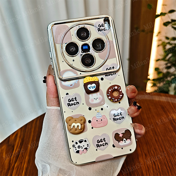 สำหรับเคส Vivo X200 X100 Pro เคส Vivo X200 X100 เคสมือถือลายหมีขนมหวาน 3D ลายการ์ตูนกราฟฟิตี้ เปลือกนิ่มกันกระแทก