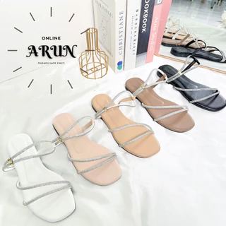 รองเท้าแตะแฟชั่นแบรนด์ ARUN รุ่น AR2024 เส้นเพชร รัดข้อ รูดปรับระดับได้