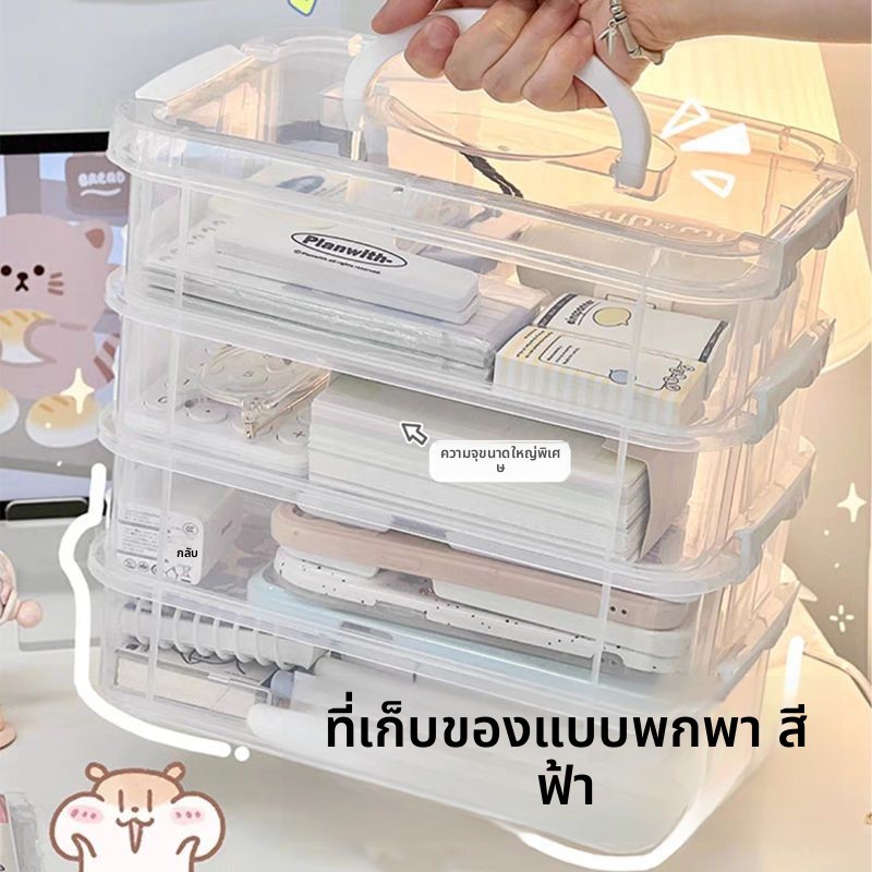 New Arrival กล่องเก็บของแบบใสแบบพกพาแบบพกพาบล็อกตัวต่อ/เครื่องประดับผมช่องซ้อนหอพักนักเรียนแบบพกพาการออกแบบ | สาวหัวใจ เรียบร้อยสนุกน่ารัก