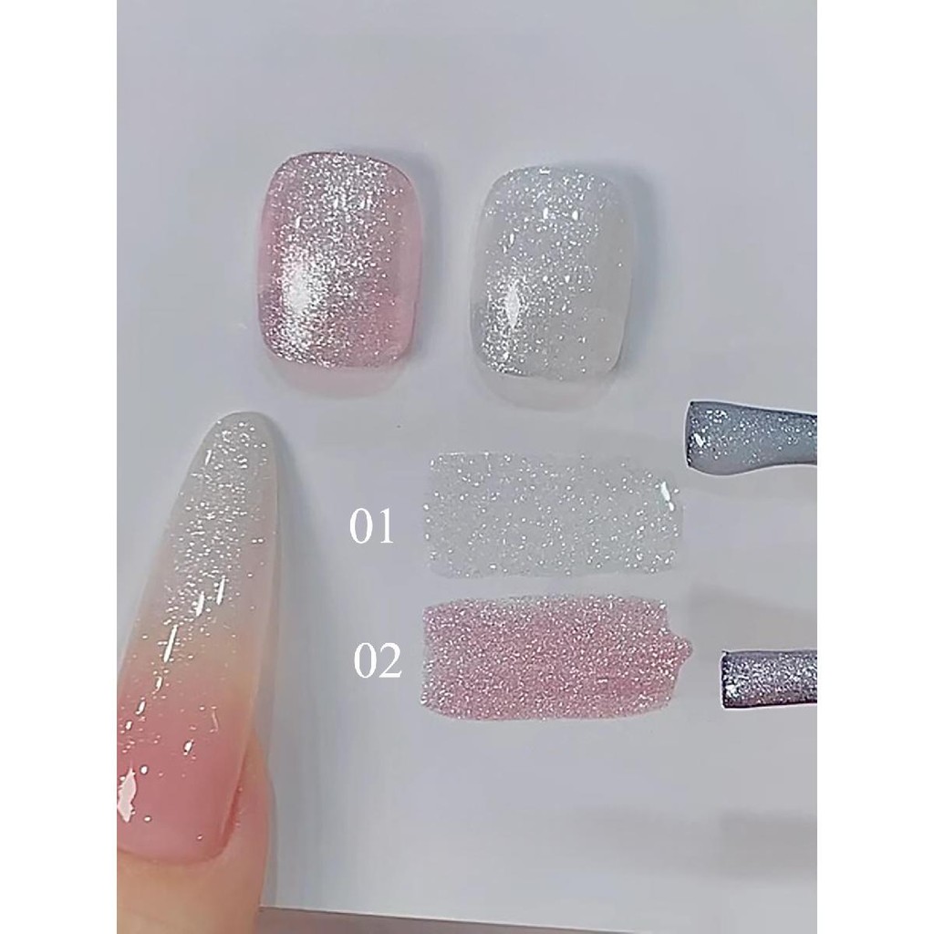 SHAKA เจลทาเล็บกลิตเตอร์แวววาว 2 สี วิบวับน่ารัก เพ้นท์เล็บ UV Manicure [SK161]