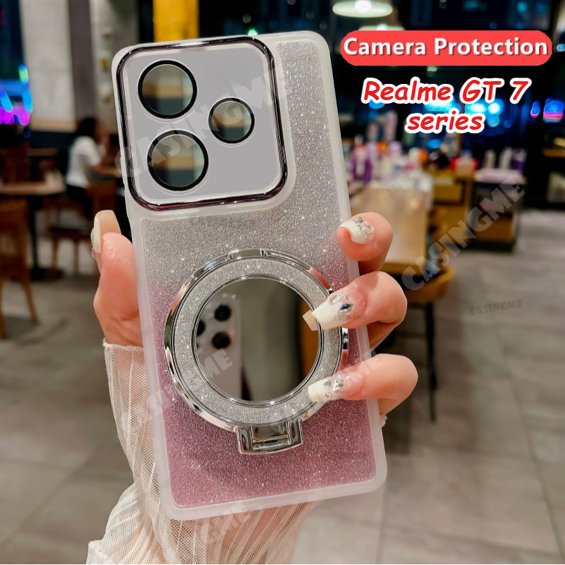 สําหรับRealme GT 7 2025 กระจกแม่เหล็กGlitterสําหรับRealme GT7 GT7T GT7Pro GT 7 T GT 7 Pro 7T 4G 5Gฝา