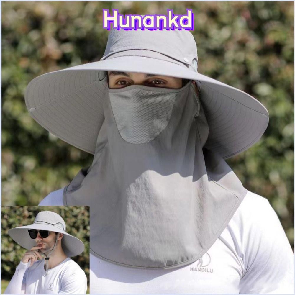 ฮุ่ย หมวกตกปลา,หมวกกันแดดผู้ชายปีกกว้างระบายอากาศป้องกันรังสียูวีพร้อมพนังที่ถอดออกได้แห้งเร็วหมวกชาวประมงฤดูร้อน