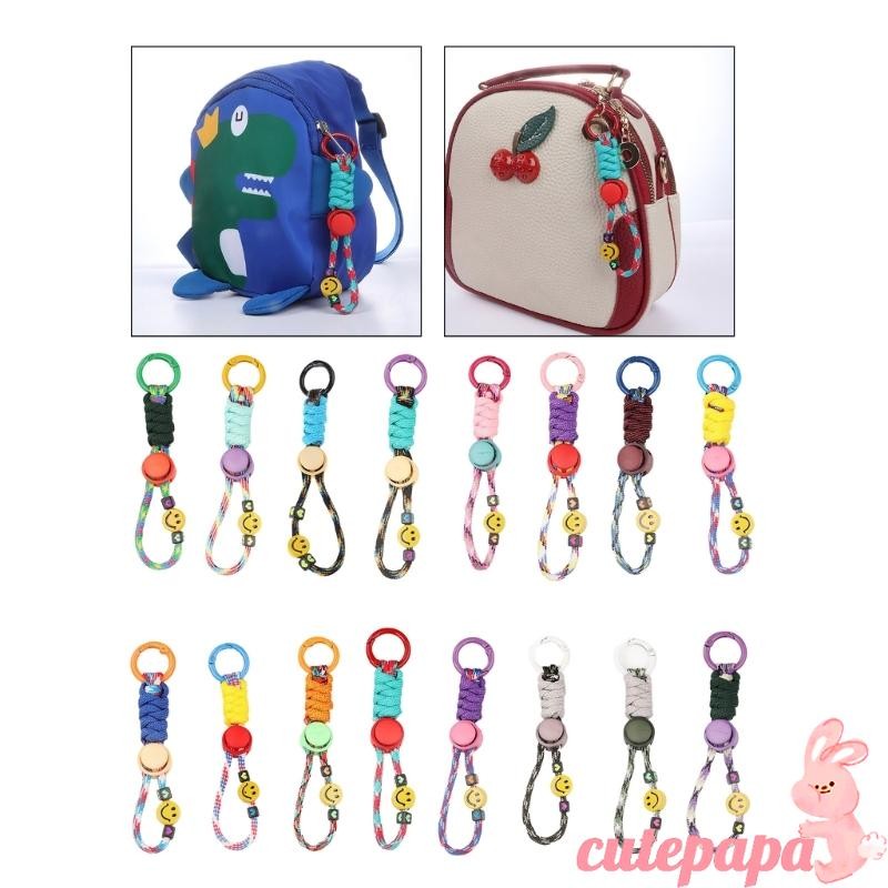 น่ารัก เชือกถักพวงกุญแจสไตล์สําหรับคีย์และกระเป๋าที่มีการออกแบบที่มีสีสันกระเป๋าเสน่ห์พวงกุญแจกระเป๋าจี้ผู้ถือกุญ