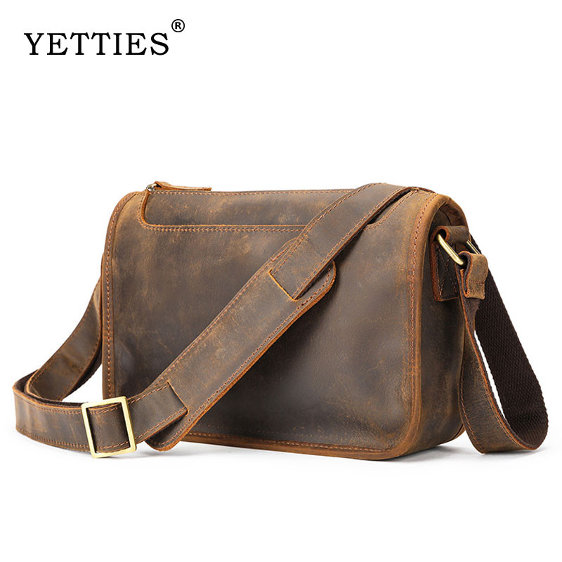YETTIES Mens กระเป๋าสะพายไหล่หนัง Crossbody Messenger Bag สําหรับผู้ชาย