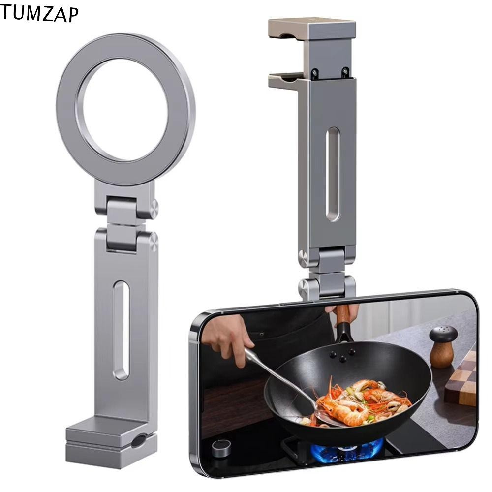TUMZAP ที่วางโทรศัพท์เครื่องบิน, ที่วางโทรศัพท์แบบแม่เหล็กยืดหยุ่นแบบพับได้, ขายึดปรับได้มัลติฟังก์ชั่น 360° Rotation Hands-Free Desk Phone Clip Bracket Flight